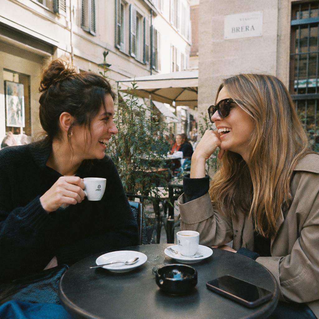 Due amiche al bar in Brera